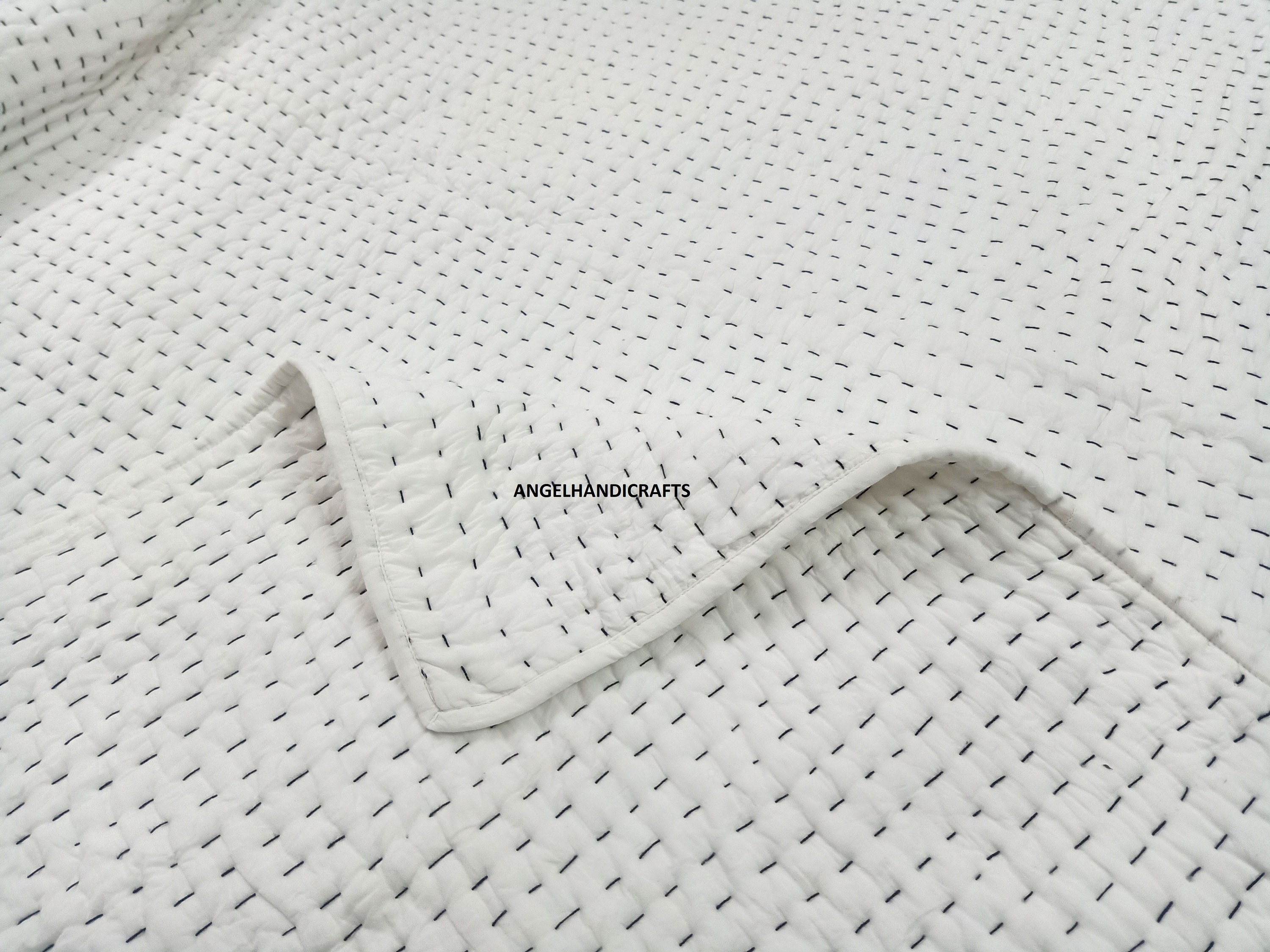 Solid White Kantha Quilt Cotton Kantha Quilt Cotton Handmade Etsy