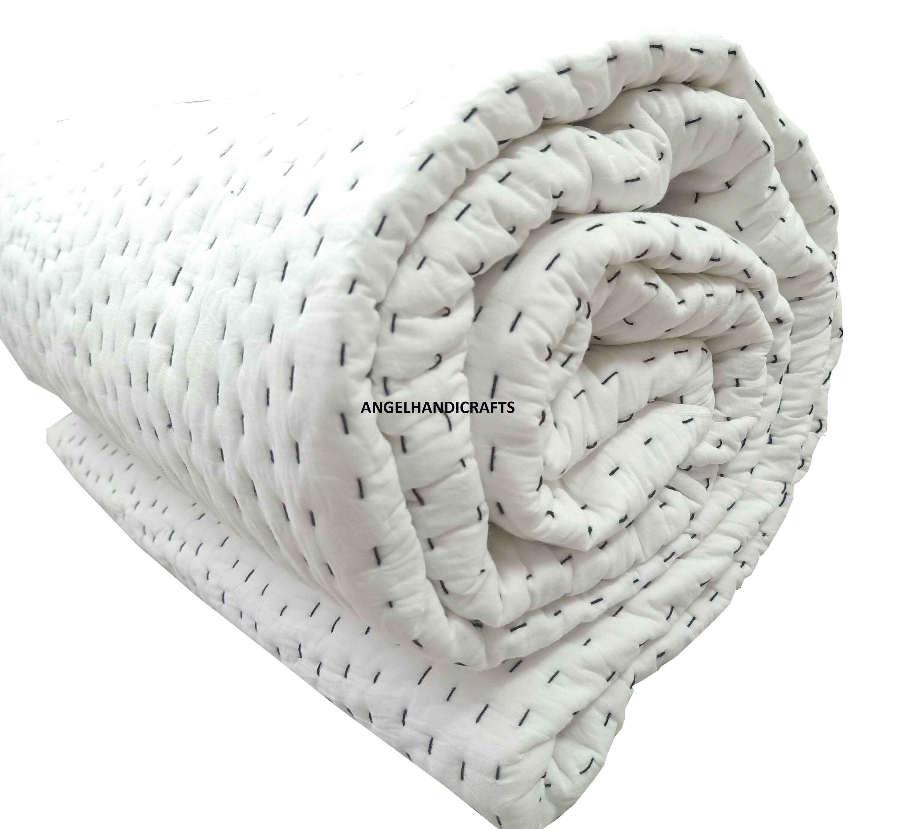 Solid White Kantha Quilt Cotton Kantha Quilt Cotton Handmade Etsy