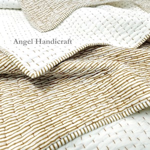 Reversible Hand Block Print Cotton quilt Summer AC Blanket Indian kantha Bedding Blanket Handmade Quilt Linen Blanket Hand Stitch coverlet