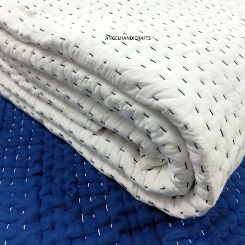Solid White Kantha Quilt Cotton Kantha Quilt Cotton Handmade Etsy