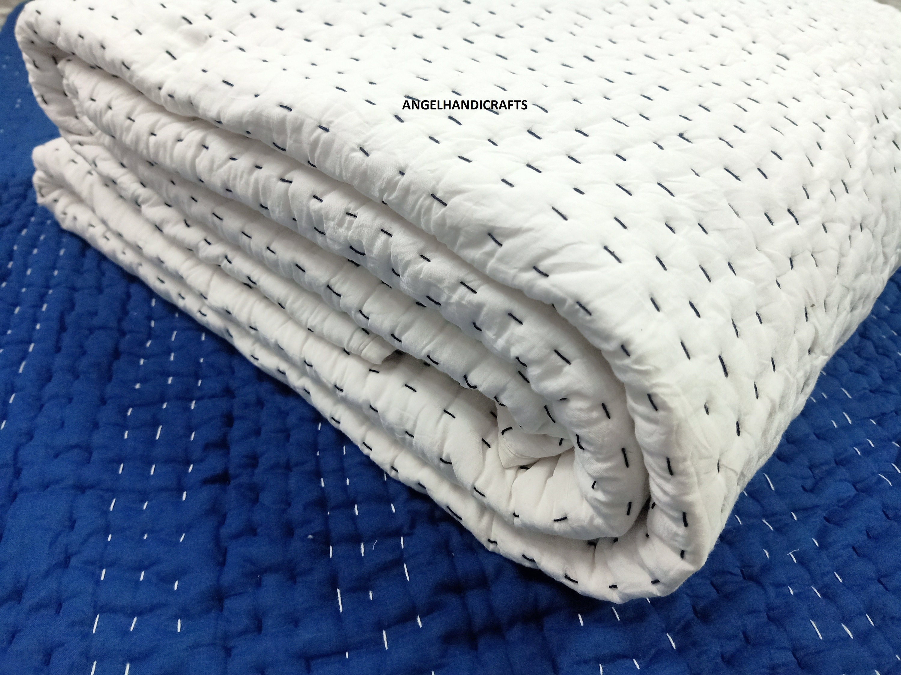 Solid White Kantha Quilt Cotton Kantha Quilt Cotton Handmade Etsy