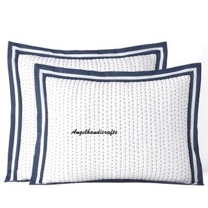 Solid White Cotton Kantha Quilt, Indian Handmade Reversible Soft Muslin Blanket/Sofa Quilt image 5