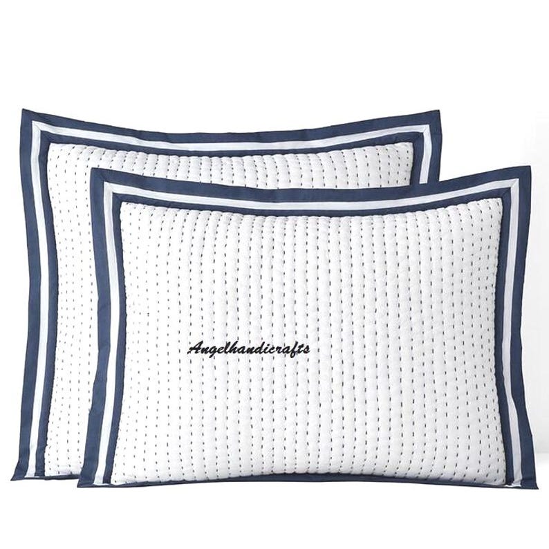 Solid White Cotton Kantha Quilt, Indian Handmade Reversible Soft Muslin Blanket/Sofa Quilt image 5