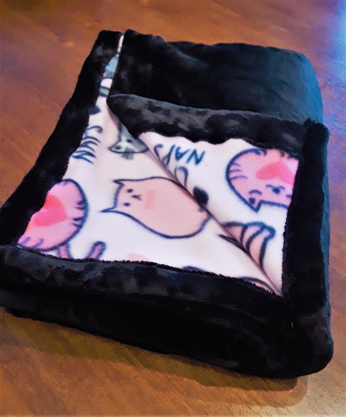 Pink cat blanket fleece cats throw blanket plush minky cat Etsy