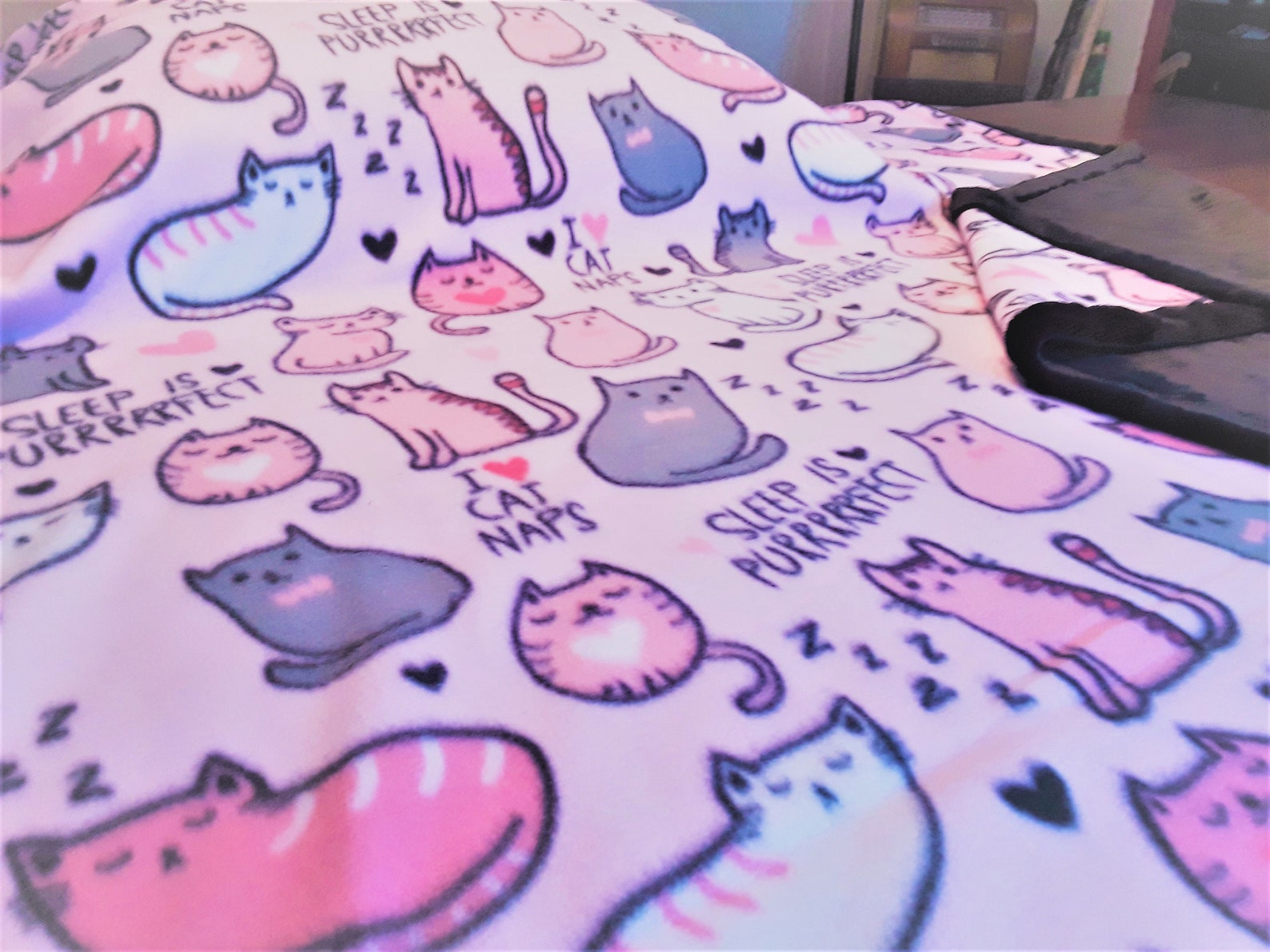 Pink cat blanket fleece cats throw blanket plush minky cat Etsy