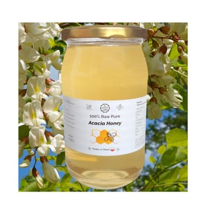 1 kg Raw Pure Natural ACACIA HONEY - Unheated, Unpasteurized, Unprocessed in Eco Glass Jar