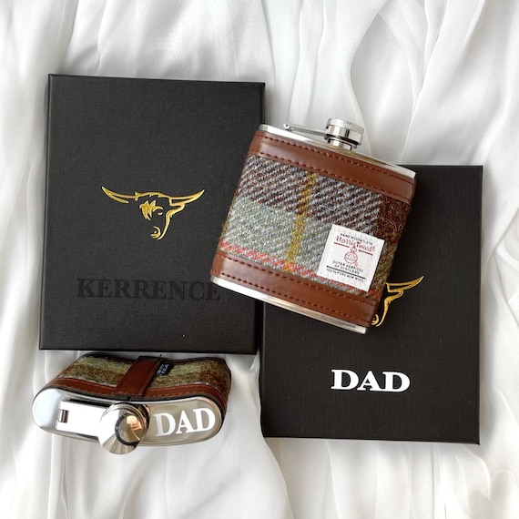 Tweed Hip Flask in Gift Box | Personalised Tartan Flask