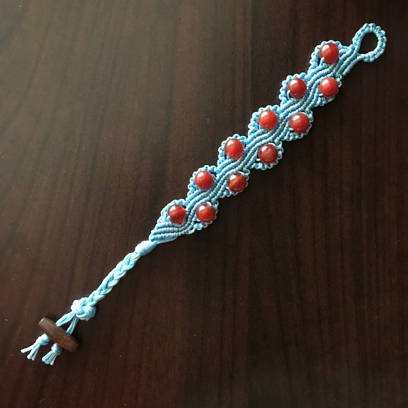 Red Agate Bracelet Gorgeous Red Agate Macrame Bracelet Birthday Gift 8mm Red Agate Beads.