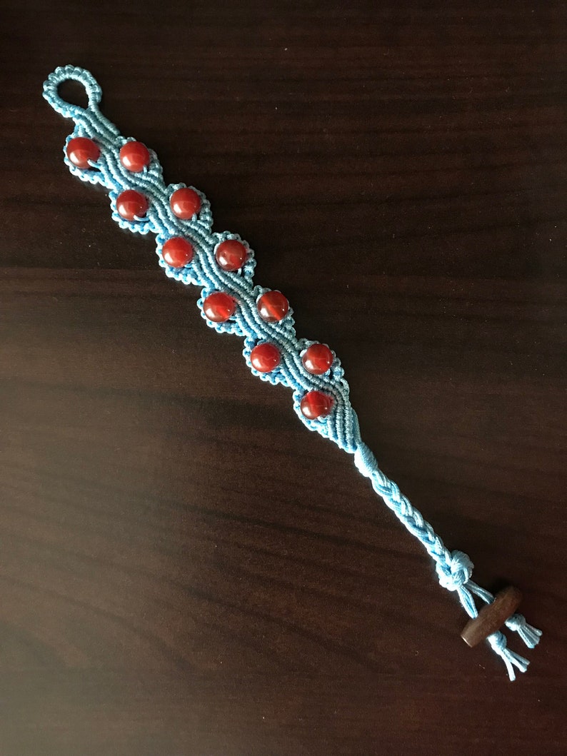 Red Agate Bracelet Gorgeous Red Agate Macrame Bracelet Birthday Gift 8mm Red Agate Beads.