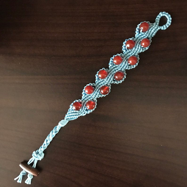 Red Agate Bracelet Gorgeous Red Agate Macrame Bracelet Birthday Gift 8mm Red Agate Beads.