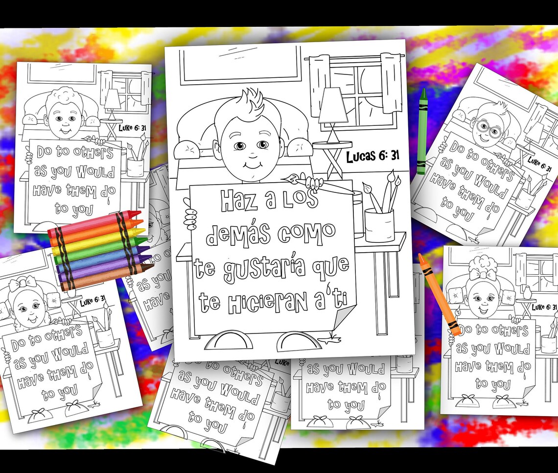 Luke 6 31 Little Boy Joey Spanish Coloring Page For Kids Etsy