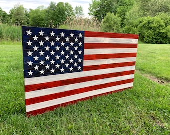 Rustic Wooden American Flag - Red, White & Blue