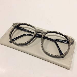 Vintage Large Round Eyeglasses | New Old Stock | BIG 80s Large Oversize Black Glasses Frames | Made in USA Sunglasses | Round Eyeglass Frame