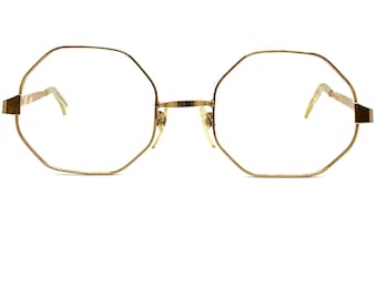 Vintage 60s Gold Octagonal Metal Eyeglass Frames | New Old Stock | 12K Gold Filled Metal Octagon Eyeglasses | Mod Hippie Glasses Frames