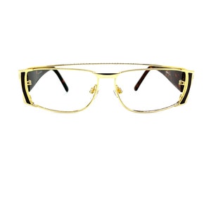 Vintage 80s Gold Metal Eyeglasses | Oversized Hip Hop Frames | New Old Stock