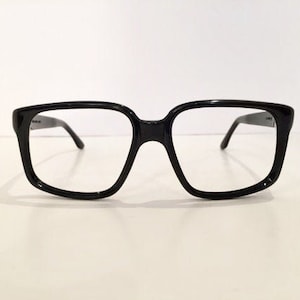 60s Black Horn Rim Eyeglass Frames | NOS | New Old Stock | Thick Black Square Eyeglasses | Frame France | 1950s Mens Black Eyeglass Frames