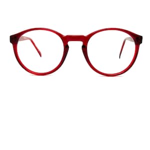 80&#39;s Round Glasses Frames | New Old Stock | Red Round Eyeglasses | Oversized Frames | Vintage Round Eyeglass Frames | Panto Red Eyeglasses