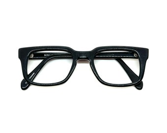 80s Horn Rim Eyeglasses | New Old Stock | Vintage 70s Black Horn Rim Glasses | Thick Horn Rim Frames | Sergio Valente Eyeglasses Sunglasses