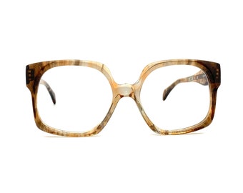 Vintage 80s Large Oversized Eyeglass Frames | New Old Stock | Jacques Esterel Thick Square Eyeglasses | Mod Girl Brown Fade Glasses Frames