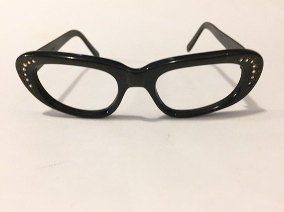 Vintage 50s Black Cat Eye Eyeglass Frames  | Unwo… - image 1