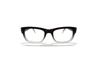 Horn Rim Eyeglasses | New Old Stock | Dark Gray & Clear Horn Rim Glasses | Thick Horn Rimmed Frames | Retro Style Gray Eyeglass Frames