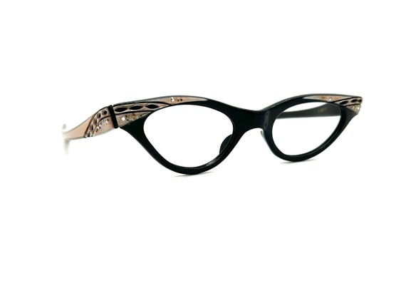 50s Cat Eye Glasses | New Old Stock | Black & Pin… - image 2