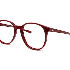 Vintage 70s Round P3 Eyeglass Frames | New Old Stock | Unused 80s Liberty Optical USA Red Oversize Eyeglasses | Large Preppy Sunglasses