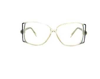 80s Clear & Blue Eyeglasses | New Old Stock | Clear Eyeglass Frames | Sergio Valente Glasses Frames | Square Eyeglasses Frames | Sunglasses