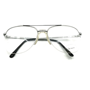 80s Aviator Eyeglasses | New Old Stock | 80s Half Rim Aviator Glasses | Double Bridge Aviator Eyeglass Frames | BIG Eyeglasses Sunglasses