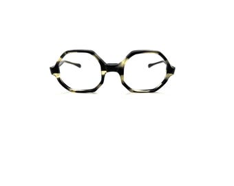 Vintage 60's Octagon Eyeglasses | New Old Stock | 70s Dark Gray Tortoise Octagonal Eyeglass Frames | Glasses Frames | Octagon Sunglasses