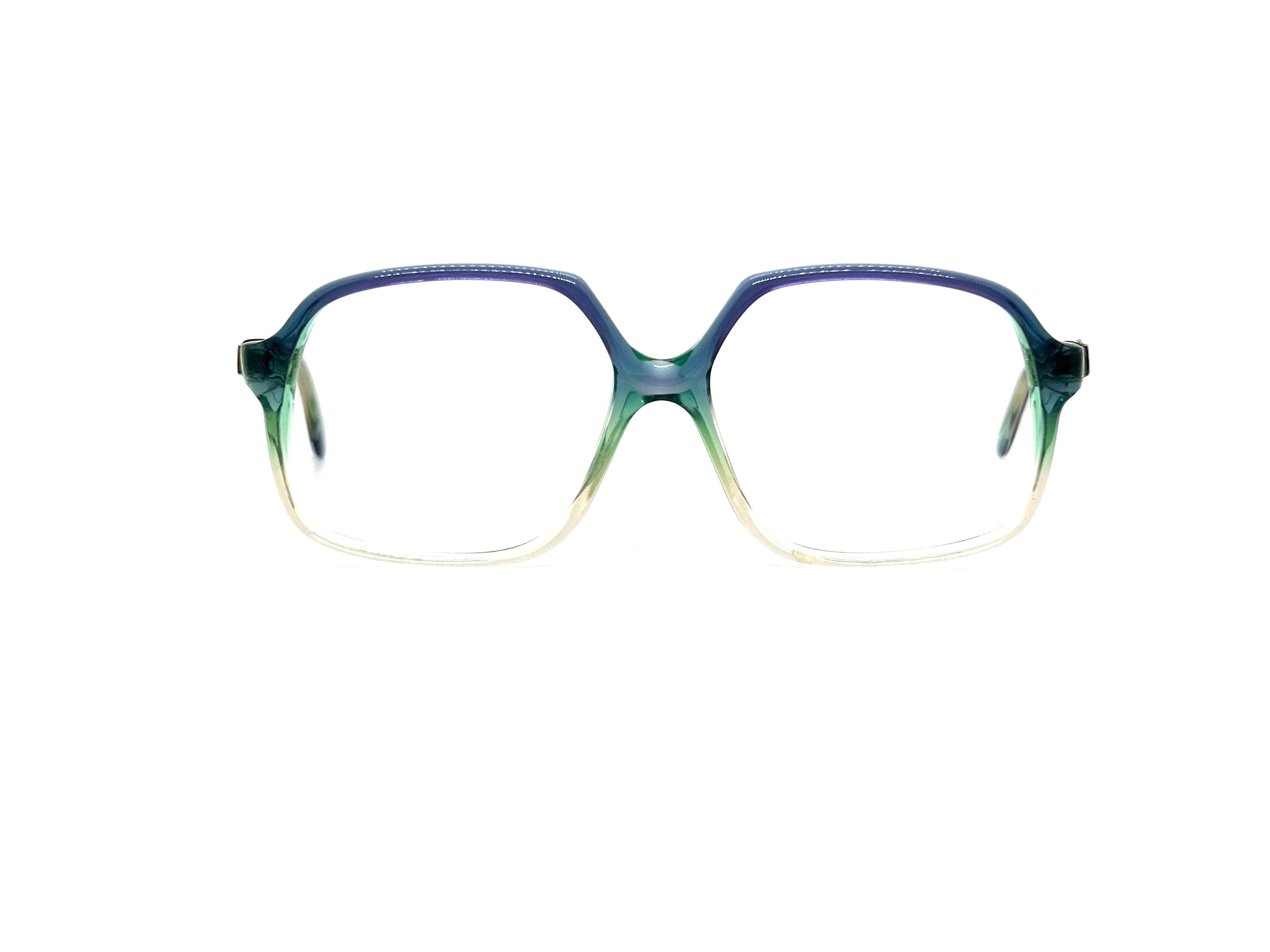 80s Large Oversized Eyeglasses | New Old Stock | Blue to Clear Fade Eyeglass Frames | Square Glasses Frames | Awesome 80s Retro Eyeglasses