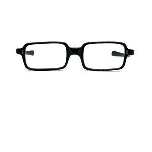 May include: Black rectangular framed eyeglasses with clear lenses.