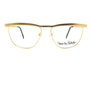 80s Oversized Eyeglasses | Vintage Diane Von Furstenberg Eyeglass Frames | Unworn Gold Sunglasses Frames | NOS | 90s Eye Glasses Frames