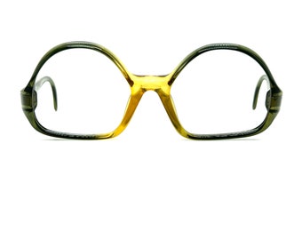Vintage 70s 80s Oversized Glasses | New Old Stock | Round Eyeglasses | Gray Amber Eyeglass Frames | Funky Glasses Frames | Retro BIG Frames