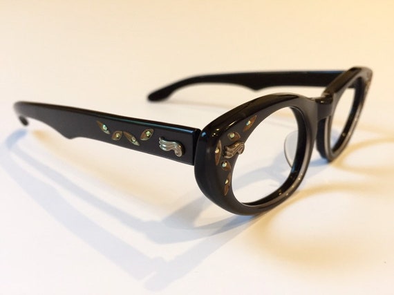 Unworn 50s Dark Gray Cat Eye Glasses | New Old St… - image 3
