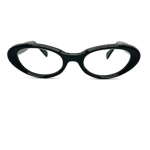 Vintage 50s Black Cat Eye Glasses | New Old Stock | 60s Black Cateye Eyeglass Frames | Imperial USA | Womans Oval Eyeglasses | Cateye Frames
