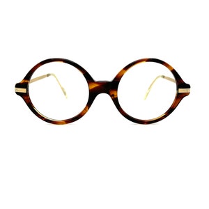 60s Vintage Eyeglasses | New Old Stock | Unworn Tortoise Round Glasses Frames | Round Eyeglass Frames | 80s Round Tortoise & Gold Eyeglasses