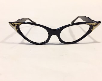Vintage Black Cat Eye Glasses | New Old Stock | 50s Cateye  display picture 2