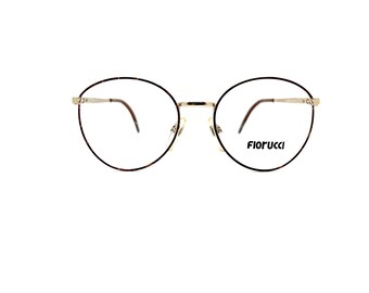 70s Round Eyeglasses | New Old Stock | Fiorucci Tortoise & Gold Round Eye Glasses | Tortoise Metal Glasses Frames | 80s Round Sunglasses