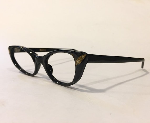 Vintage 50s Black Cateye Glasses Frames | New Old Stock 