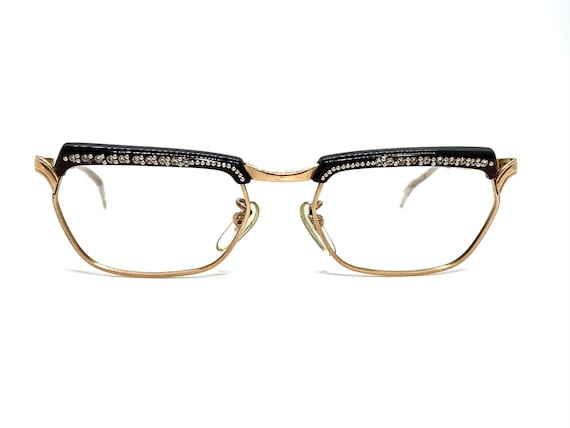 Unworn 50s Cat Eye Eyeglass Frames | 60s Rhinesto… - image 3