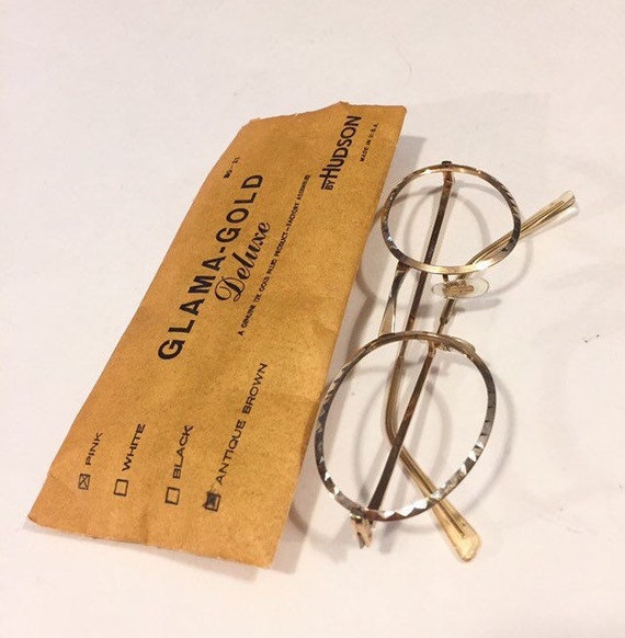 Unused 60s Gold Round Metal Eyeglass Frames | New… - image 2