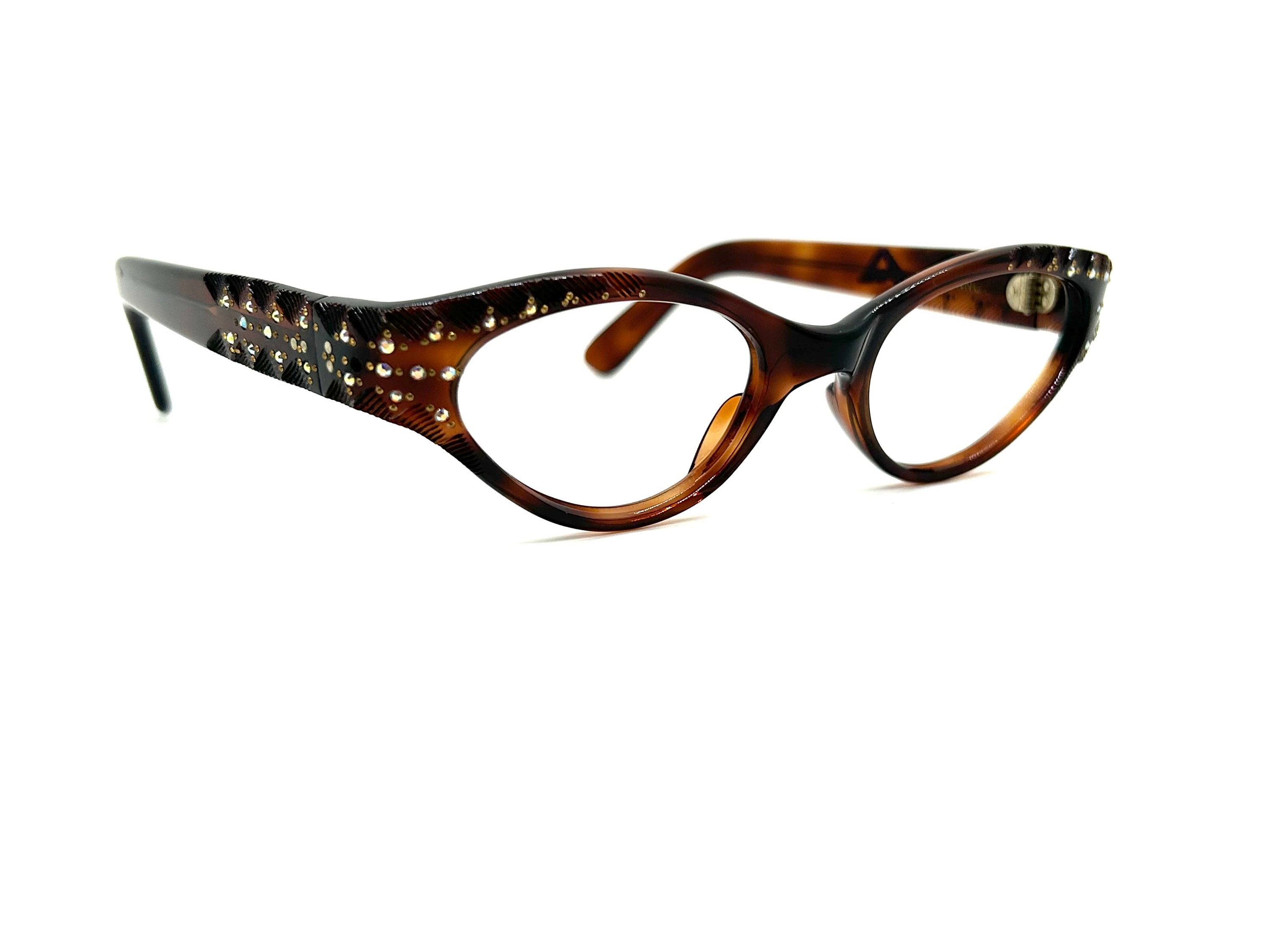 Unworn 60s Eyeglass Frames | Rhinestone Cat Eye Eyeglasses  display picture 3
