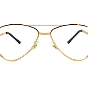 60s Double Bridge Aviator Eyeglasses | New Old Stock | Vintage 70s Aviator Glasses Frames | Gold Metal Eyeglass Frames | 12K Gold Sunglasses