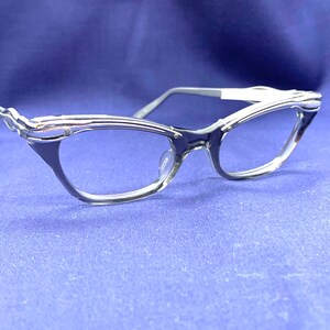 Sexy 50s Cateye Glasses New Old Stock Combination Cat Eye Glasses Frames Vintage 60s Womens Eyeglasses Gray Silver Woman Sunglasses image 3