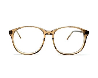 80's Round Glasses Frames | New Old Stock | Vintage 70s Brown Eyeglasses | Oversized Frames | Transparent Light Brown Eyeglass Frames