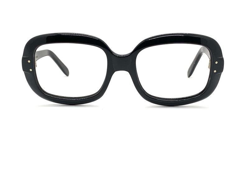 70s Large Square Eyeglasses | New Old Stock | 60s Rectangular Vintage Black Eyeglass Frames | Vintage shops Mod Glasses Frames | Retro Eyeglasses