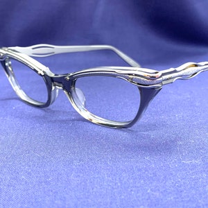 Sexy 50s Cateye Glasses New Old Stock Combination Cat Eye Glasses Frames Vintage 60s Womens Eyeglasses Gray Silver Woman Sunglasses image 2