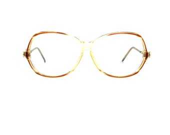 Vintage 80s Metal Arm Eyeglasses | New Old Stock | Large Oversized Eyeglass Frame | Rose & Clear Eye Glasses Frames | Oversized Sunglasses
