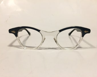 Vintage 50s Horn Rim Eyeglasses | New Old Stock | Blue Horn Rim Glasses | Blue Horn Rim Frames | Clear Horn Rim Sunglasses Tart Optical NOS